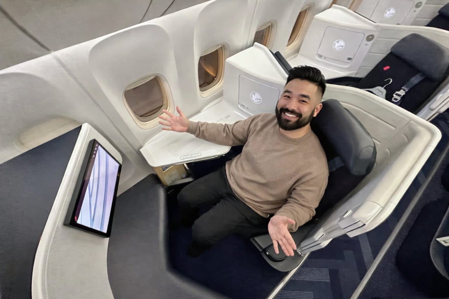 Comfortable business class cabin for older travelers